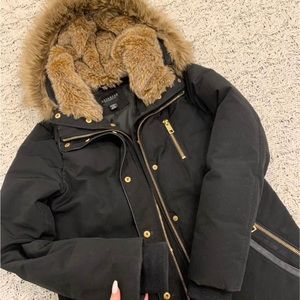 Black Winter Jacket with Brown Fur REVAMPED outerwear